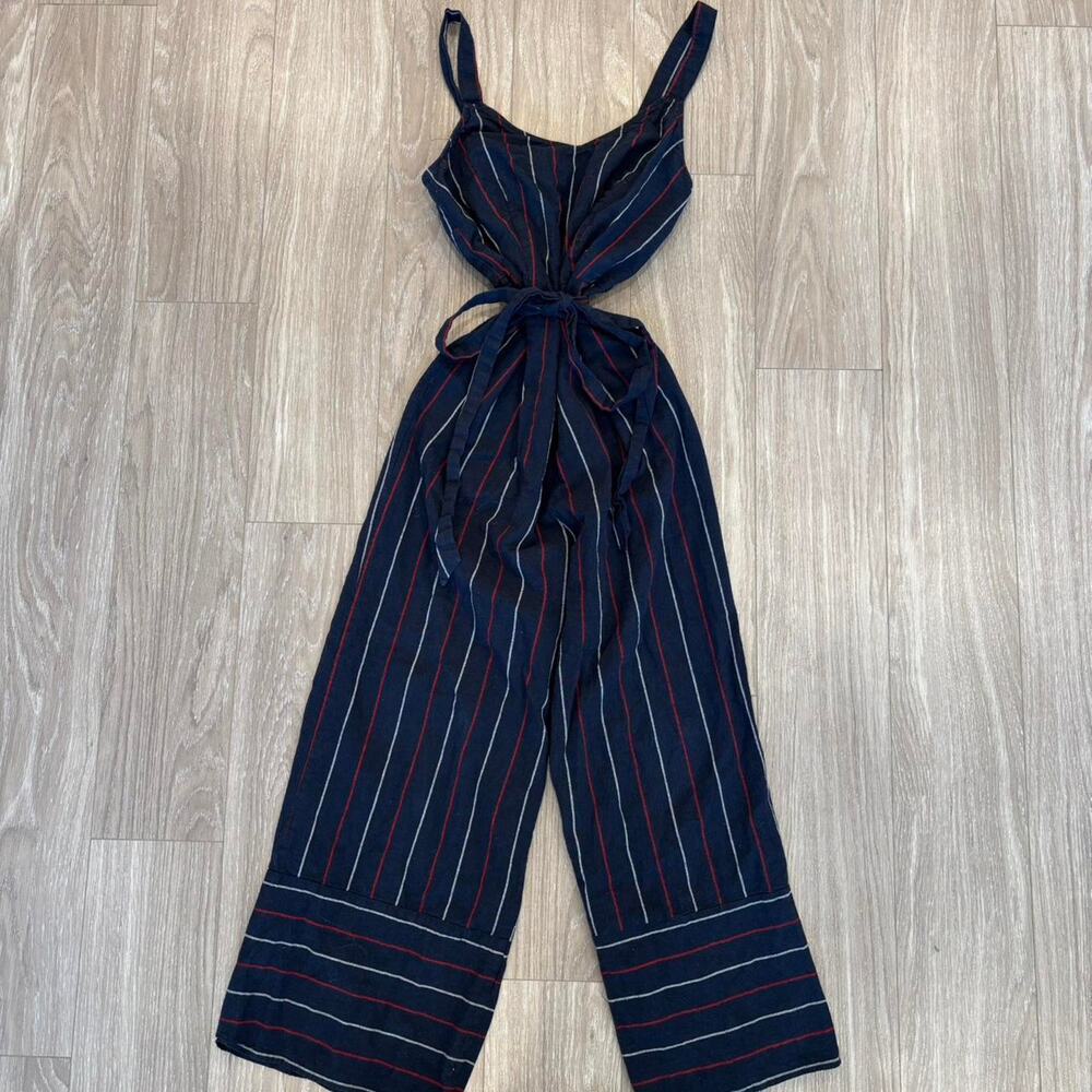 Universal Thread American Navy and Red Stipe Jumpsuit with Tie Waist Sz M